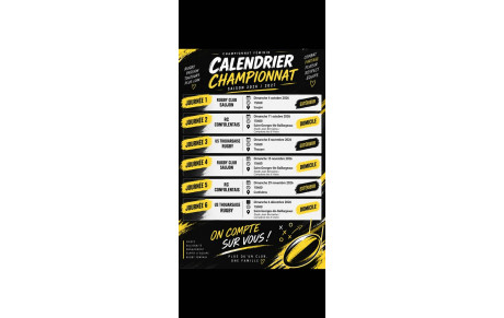 Calendrier des Seniors Féminines